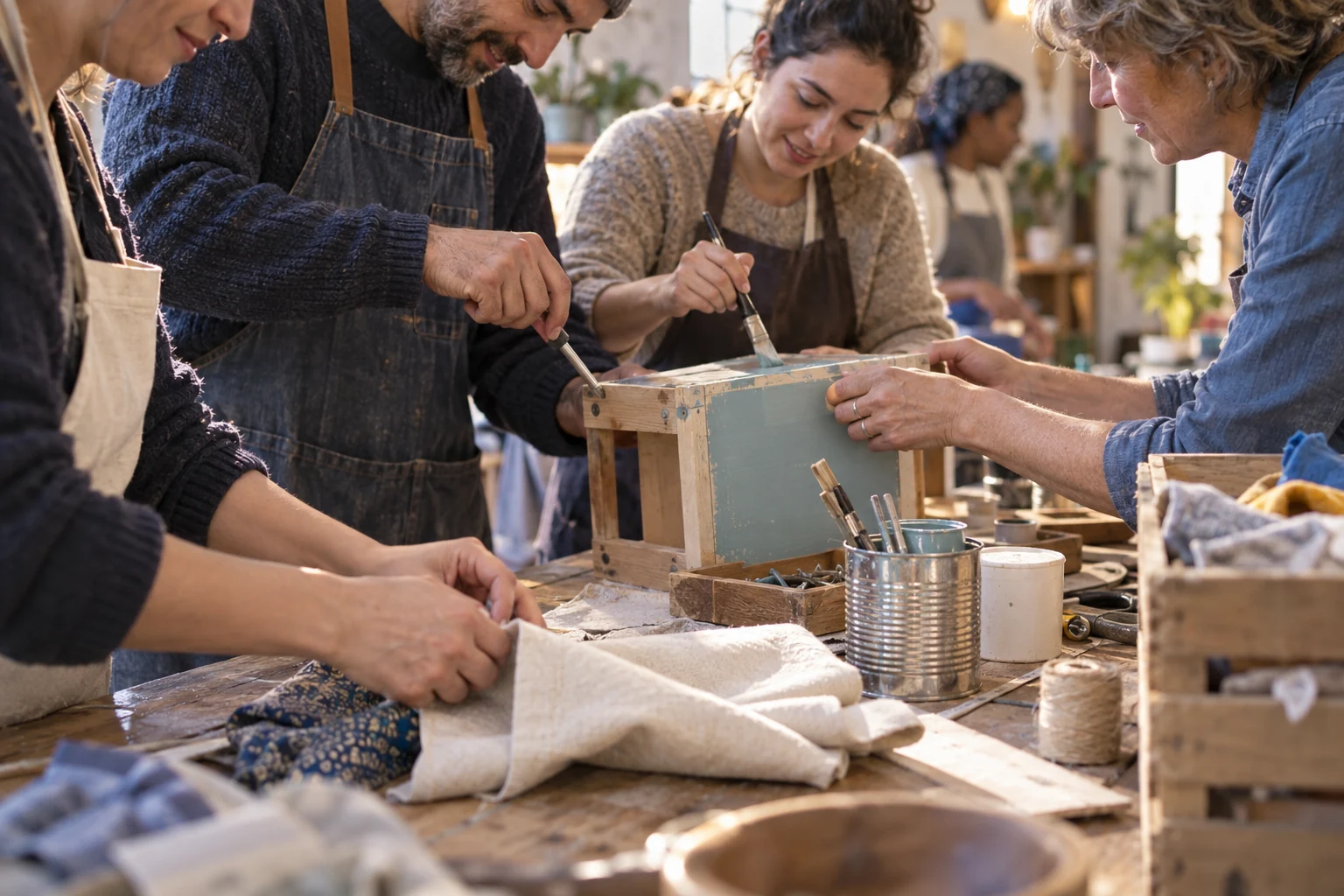 An association works together in a community workshop